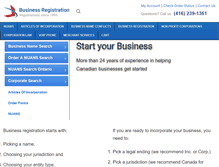 Tablet Screenshot of businessregistration.ca